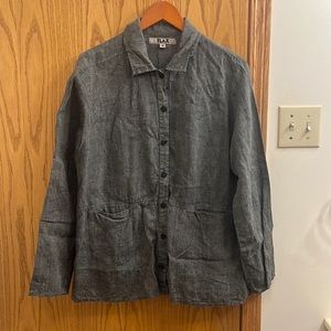 FLAX 100% Linen Button Down Top with Pockets